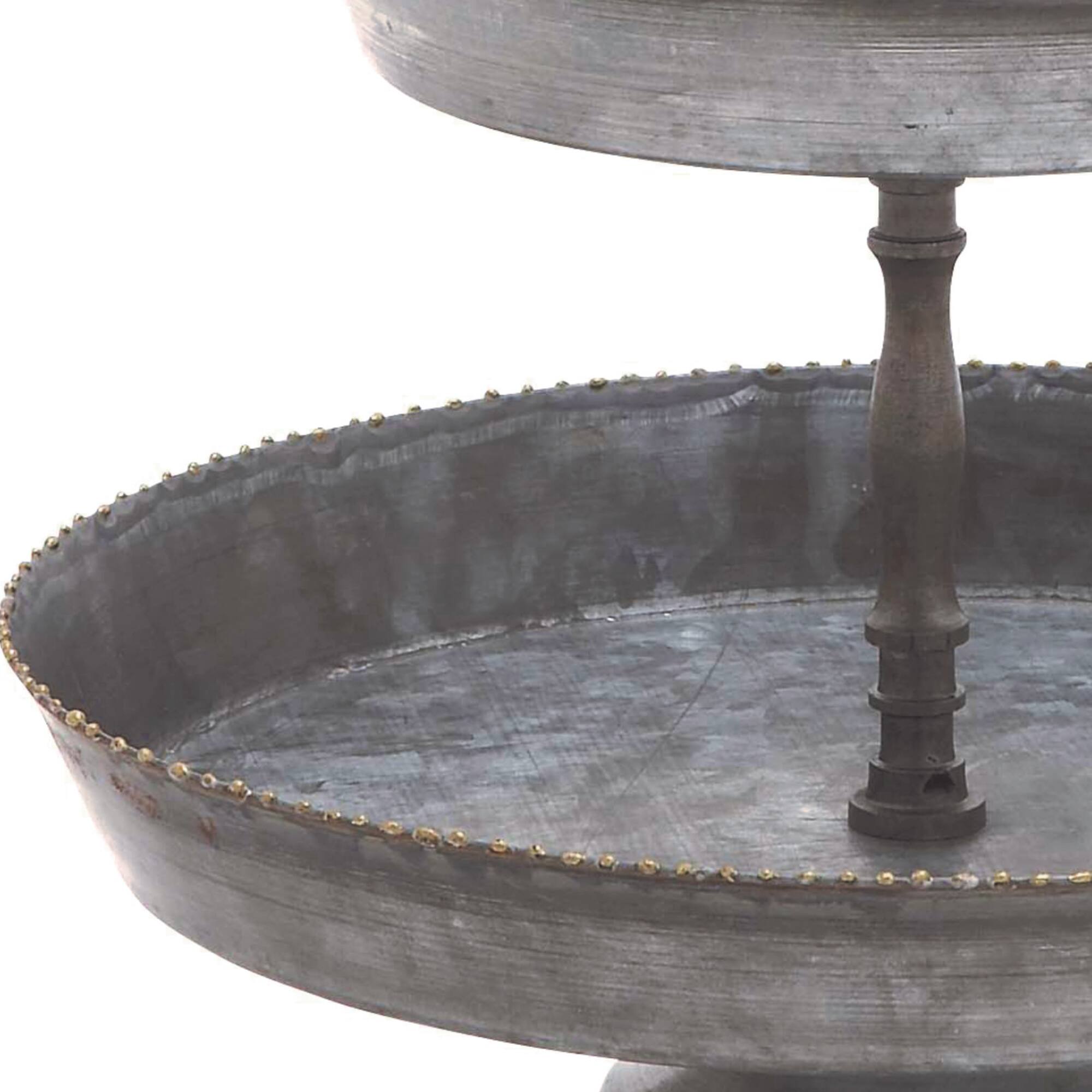 22" Gray Iron Farmhouse 3 Tier Tray Stand